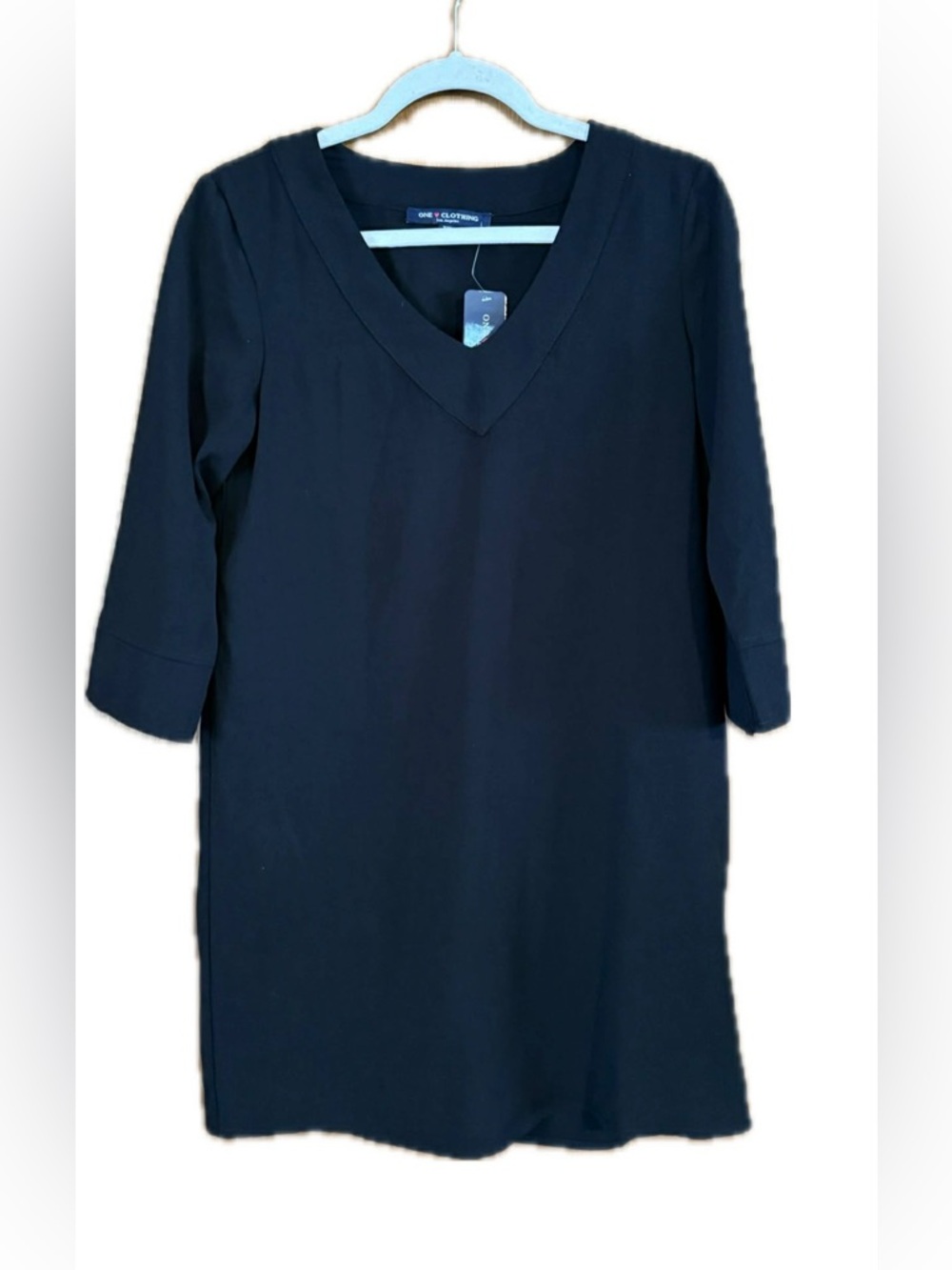 one clothing Navy V-Neck Midi Shift Dress